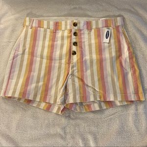 Old Navy Shorts Pastel Stripes Button Fly 4 Pocket Size 16 NWT